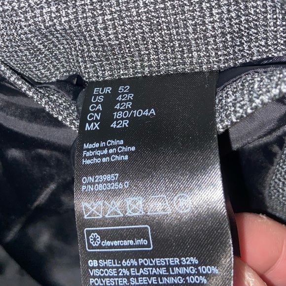 H&M vintage blazer charcoal dress coat suit long sleeve collared button jacket - Picture 6 of 10